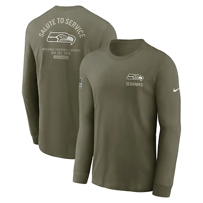 Men's Nike Olive Seattle Seahawks 2025 Salute to Service Sideline Long Sleeve T-Shirt
