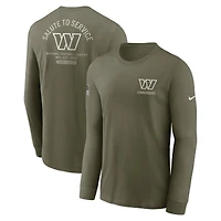 Men's Nike Olive Washington Commanders 2025 Salute to Service Sideline Long Sleeve T-Shirt