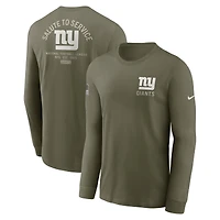 Men's Nike Olive New York Giants 2025 Salute to Service Sideline Long Sleeve T-Shirt