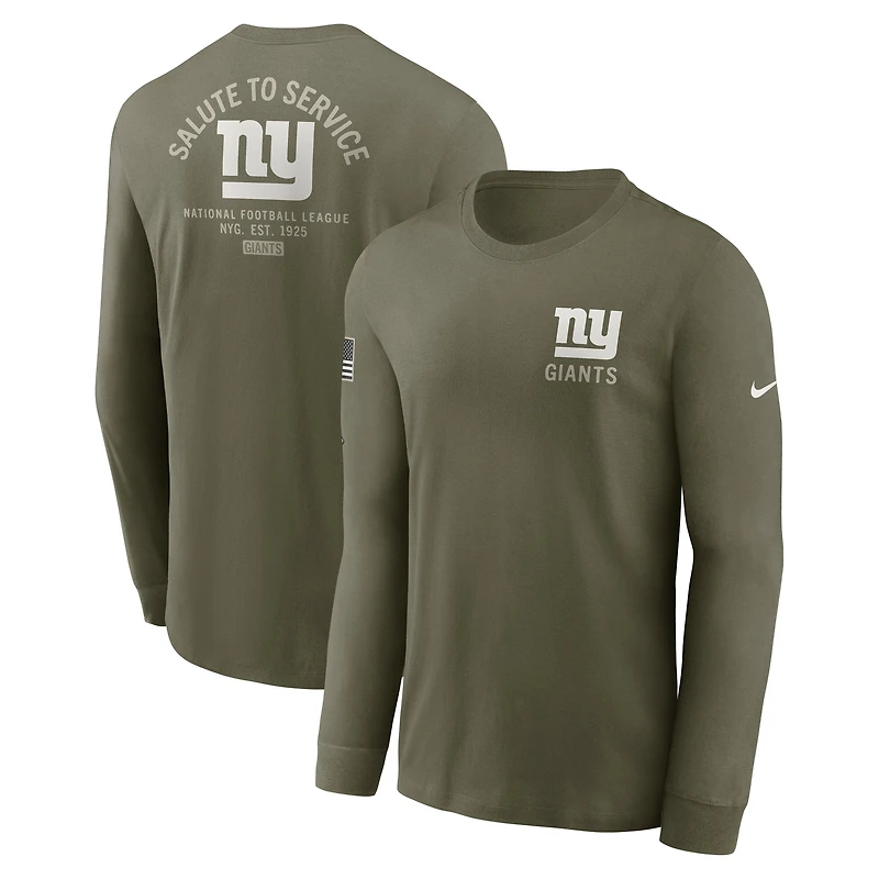 Men's Nike Olive New York Giants 2025 Salute to Service Sideline Long Sleeve T-Shirt