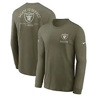 Men's Nike Olive Las Vegas Raiders 2025 Salute to Service Sideline Long Sleeve T-Shirt