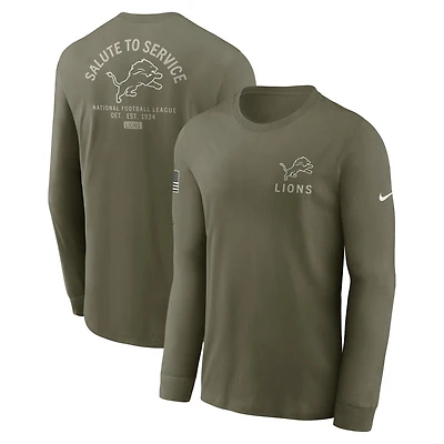 Men's Nike Olive Detroit Lions 2025 Salute to Service Sideline Long Sleeve T-Shirt