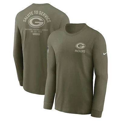 Men's Nike Olive Green Bay Packers 2025 Salute to Service Sideline Long Sleeve T-Shirt