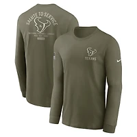 Men's Nike Olive Houston Texans 2025 Salute to Service Sideline Long Sleeve T-Shirt