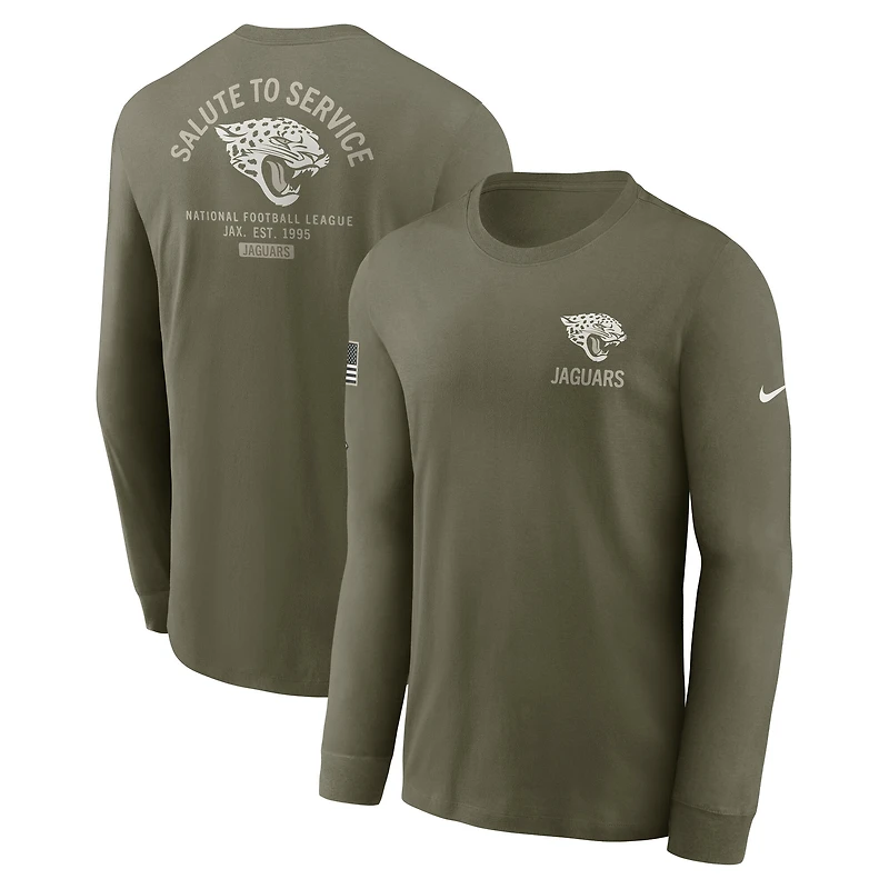 Men's Nike Olive Jacksonville Jaguars 2025 Salute to Service Sideline Long Sleeve T-Shirt