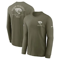 Men's Nike Olive Jacksonville Jaguars 2025 Salute to Service Sideline Long Sleeve T-Shirt