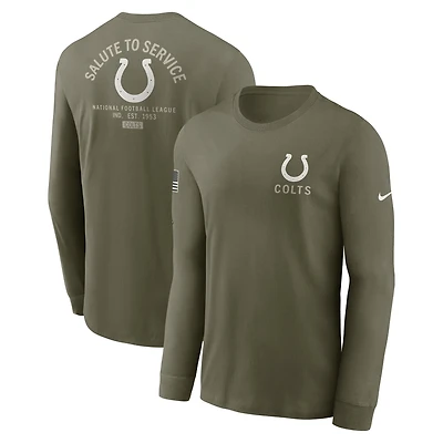 Men's Nike Olive Indianapolis Colts 2025 Salute to Service Sideline Long Sleeve T-Shirt