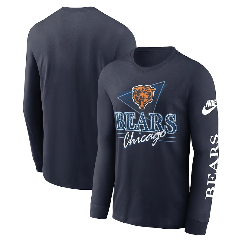 Men's Nike Navy Chicago Bears Rewind Long Sleeve T-Shirt