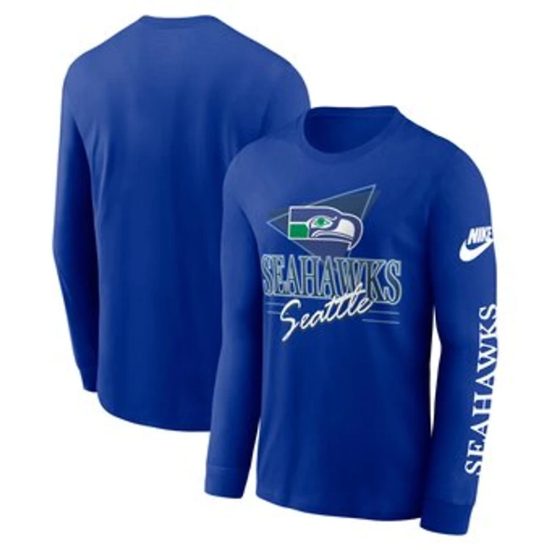 Men's Nike Royal Seattle Seahawks Rewind Long Sleeve T-Shirt