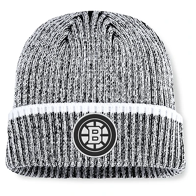 Men's Fanatics Black/White Boston Bruins Fundamental Haze Cuffed Knit Hat
