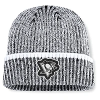 Men's Fanatics Black/White Pittsburgh Penguins Fundamental Haze Cuffed Knit Hat