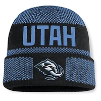Men's Fanatics Black/Light Blue Utah Mammoth Fundamentals Shelter Cuffed Knit Hat