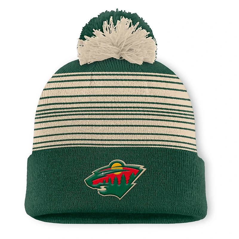 Fanatics Green Minnesota Wild Fundamental Spirit Cuffed Pom Knit Hat