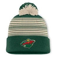 Fanatics Green Minnesota Wild Fundamental Spirit Cuffed Pom Knit Hat