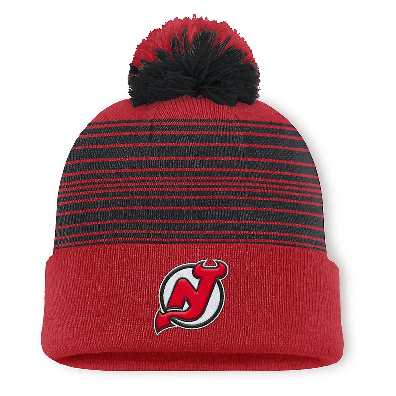 Men's Fanatics  Red New Jersey Devils Fundamental Spirit Cuffed Pom Knit Hat