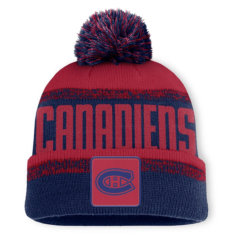 Men's Fanatics Navy/Red Montreal Canadiens Fundamentals Thrive Cuffed Knit Hat with Pom