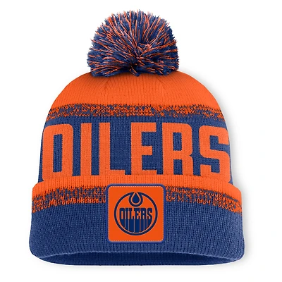 Men's Fanatics Royal/Orange Edmonton Oilers Fundamentals Thrive Cuffed Knit Hat with Pom