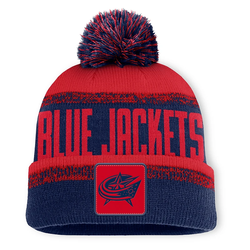 Men's Fanatics Navy/Red Columbus Blue Jackets Fundamentals Thrive Cuffed Knit Hat with Pom