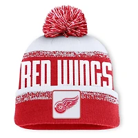 Men's Fanatics Red/White Detroit Red Wings Fundamentals Thrive Cuffed Knit Hat with Pom