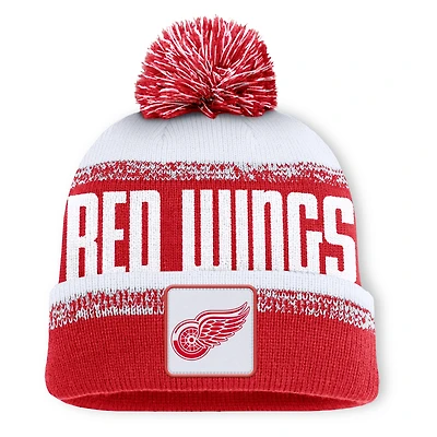 Men's Fanatics Red/White Detroit Red Wings Fundamentals Thrive Cuffed Knit Hat with Pom