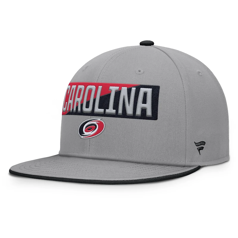 Men's Fanatics Gray Carolina Hurricanes Fundamentals Duo Split Logo Snapback Hat