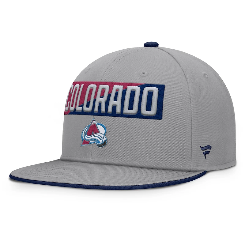 Men's Fanatics Gray Colorado Avalanche Fundamentals Duo Split Logo Snapback Hat
