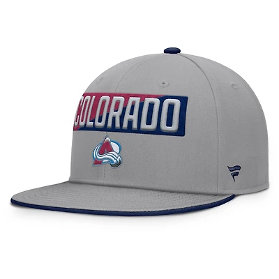 Men's Fanatics Gray Colorado Avalanche Fundamentals Duo Split Logo Snapback Hat