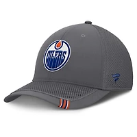 Men's Fanatics Gray Edmonton Oilers Clincher Team Stripes Flex Hat