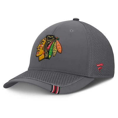Men's Fanatics Gray Chicago Blackhawks Clincher Team Stripes Flex Hat