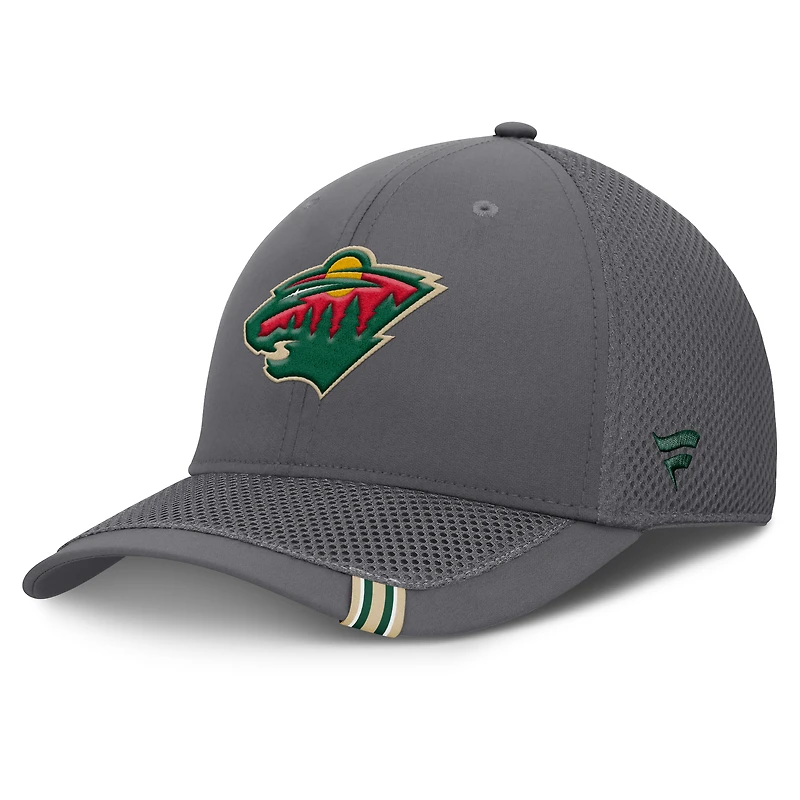 Men's Fanatics Gray Minnesota Wild Clincher Team Stripes Flex Hat