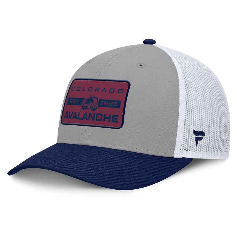 Men's Fanatics Gray/Navy Colorado Avalanche Fundamental Adapt Trucker Adjustable Hat