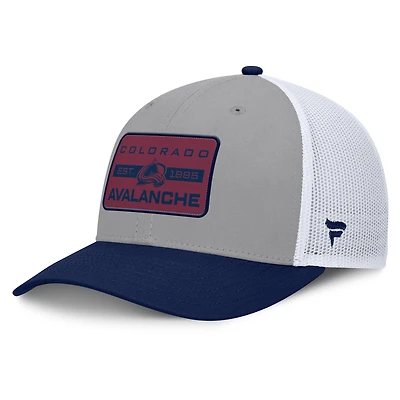 Men's Fanatics Gray/Navy Colorado Avalanche Fundamental Adapt Trucker Adjustable Hat
