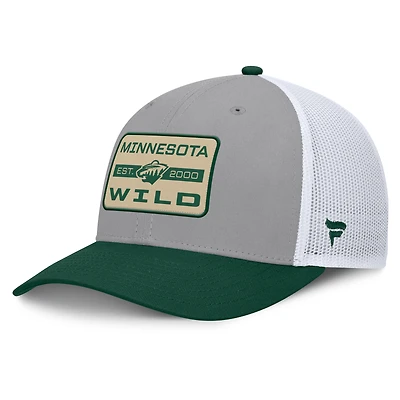 Men's Fanatics Gray/Green Minnesota Wild Fundamental Adapt Trucker Adjustable Hat