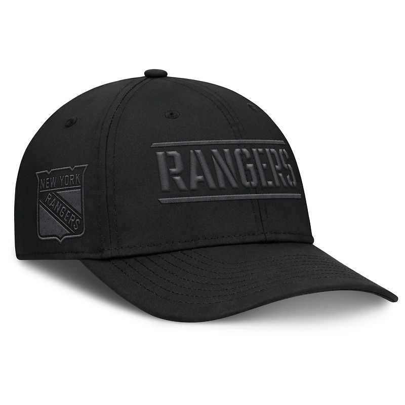 Men's Fanatics Black New York Rangers Fundamentals Ruck Up Flex Hat