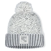 Women's Fanatics White/Gray New York Rangers Fundamental Mist Cuffed Knit Hat with Pom