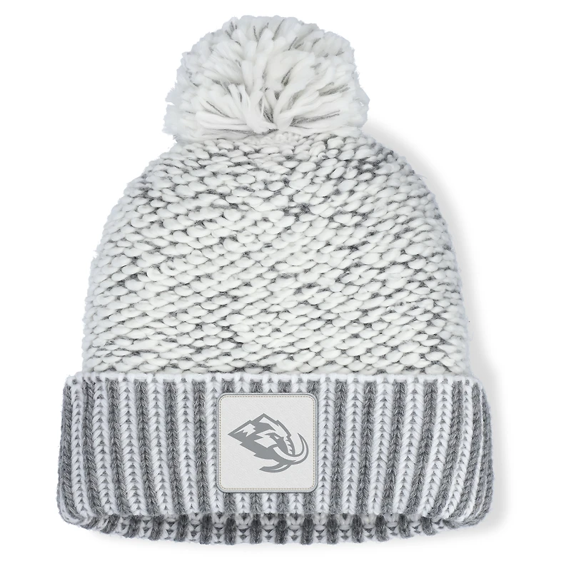 Women's Fanatics White/Gray Utah Mammoth Fundamental Mist Cuffed Knit Hat with Pom