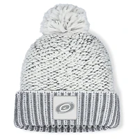 Women's Fanatics White/Gray Carolina Hurricanes Fundamental Mist Cuffed Knit Hat with Pom
