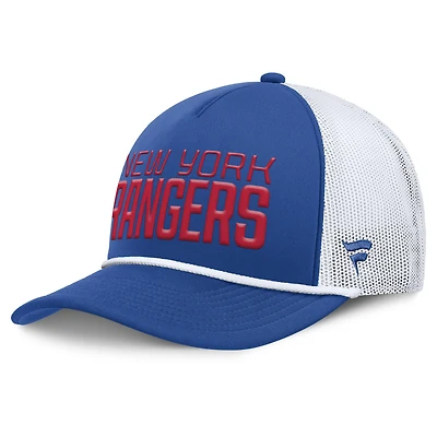 Men's Fanatics Blue/White New York Rangers Heritage Dutch A-Frame Trucker Adjustable Hat