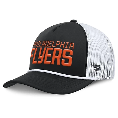 Men's Fanatics Black/White Philadelphia Flyers Heritage Dutch A-Frame Trucker Adjustable Hat