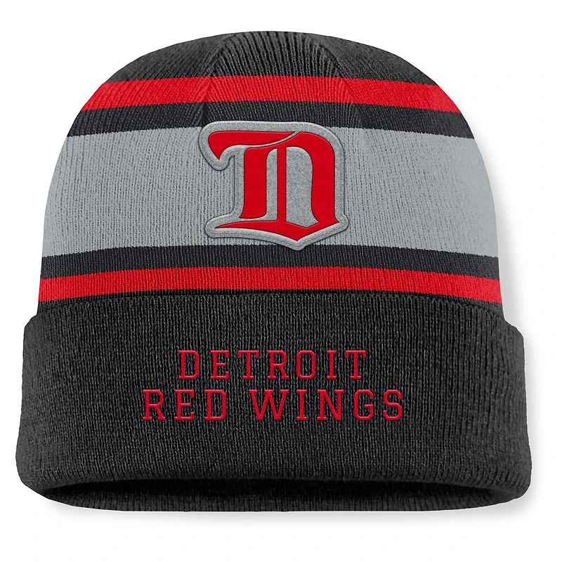 Men's Fanatics Black Detroit Red Wings Heritage Varsity Cuffed Knit Hat