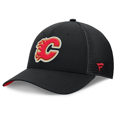 Men's Fanatics Black Calgary Flames Authentic Pro Home Ice Trucker Adjustable Hat