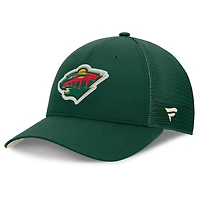 Men's Fanatics Green Minnesota Wild Authentic Pro Home Ice Trucker Adjustable Hat