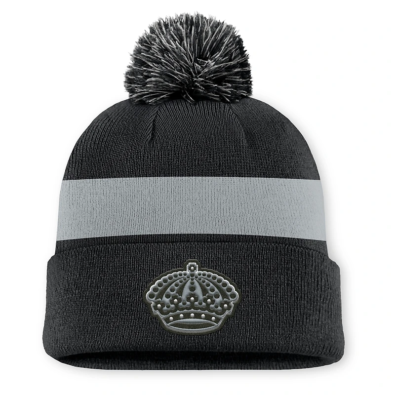 Men's Fanatics Black Los Angeles Kings Authentic Pro Alt Jersey Cuffed Knit Hat with Pom