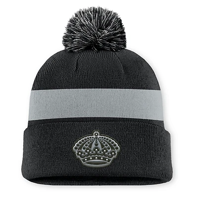 Men's Fanatics Black Los Angeles Kings Authentic Pro Alt Jersey Cuffed Knit Hat with Pom