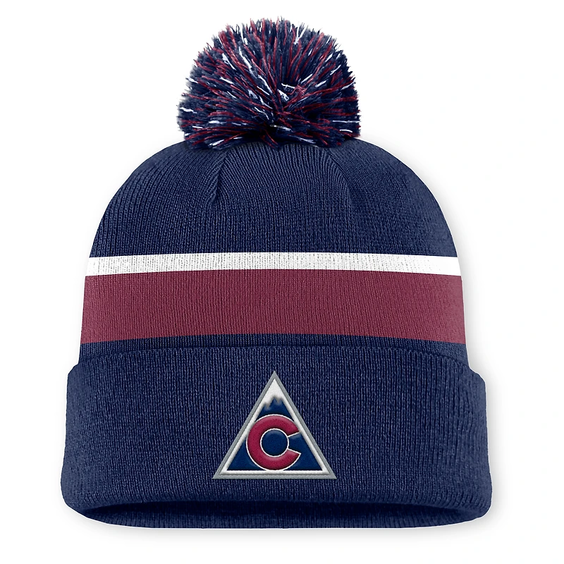 Men's Fanatics Navy Colorado Avalanche Authentic Pro Alt Jersey Cuffed Knit Hat with Pom