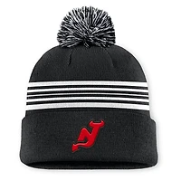 Men's Fanatics Black New Jersey Devils Authentic Pro Alt Jersey Cuffed Knit Hat with Pom