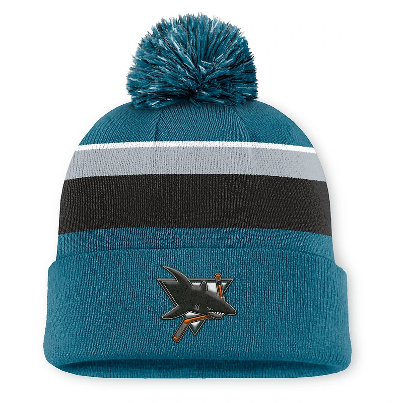 Men's Fanatics Teal San Jose Sharks Authentic Pro Alt Jersey Cuffed Knit Hat with Pom