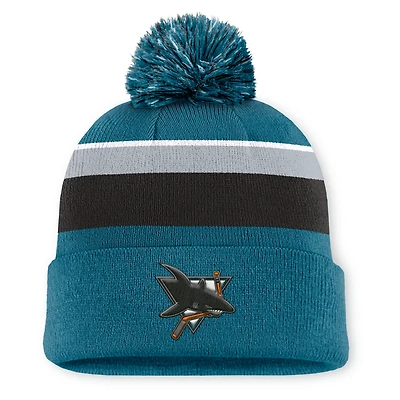Men's Fanatics Teal San Jose Sharks Authentic Pro Alt Jersey Cuffed Knit Hat with Pom