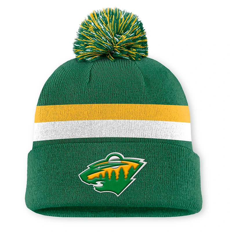 Men's Fanatics  Kelly Green Minnesota Wild  Alternate Authentic Pro Cuffed Pom Knit Hat