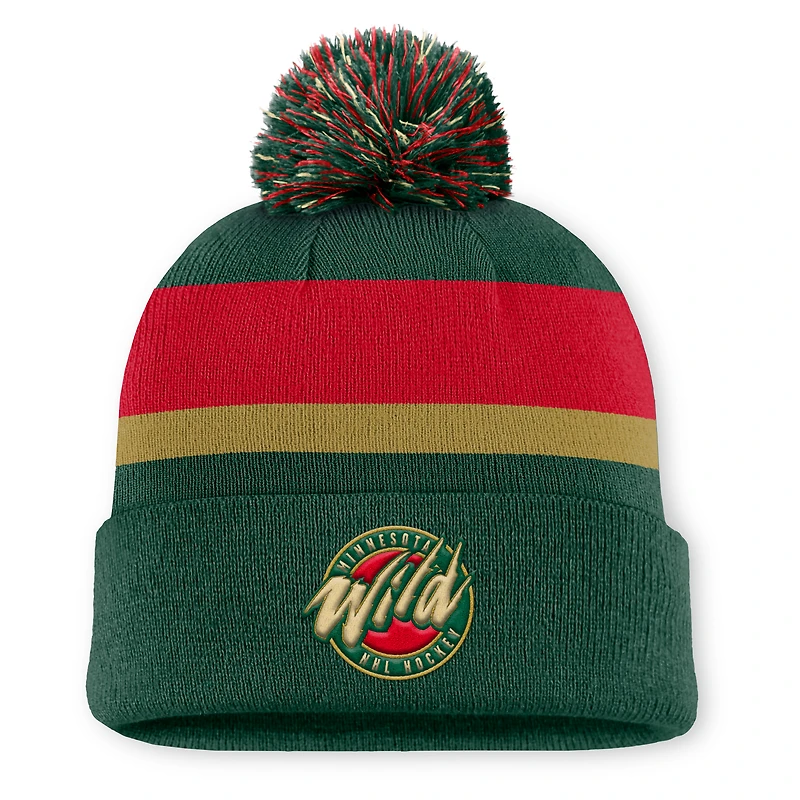 Men's Fanatics  Green Minnesota Wild 25th Anniversary Alternate Authentic Pro Cuffed Pom Knit Hat